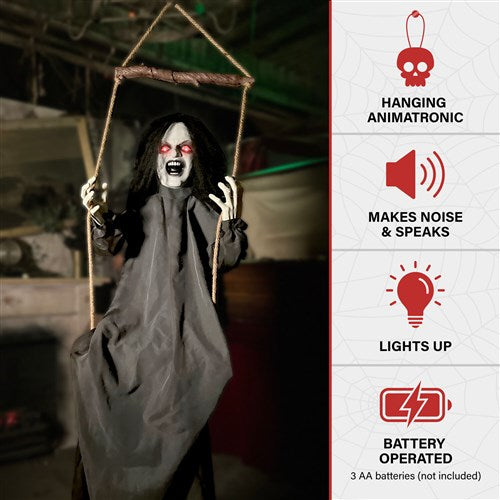 Swinging Creepy Girl Animatronic Halloween Prop