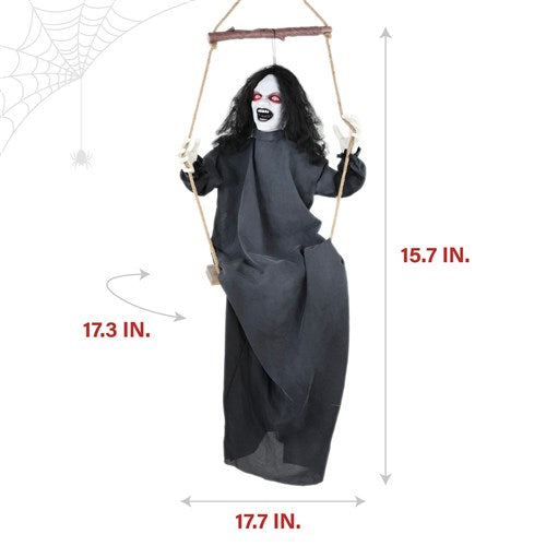 Swinging Creepy Girl Animatronic Halloween Prop