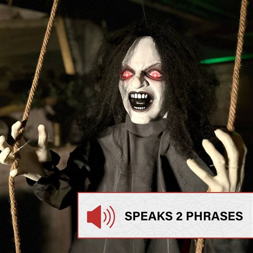 Swinging Creepy Girl Animatronic Halloween Prop