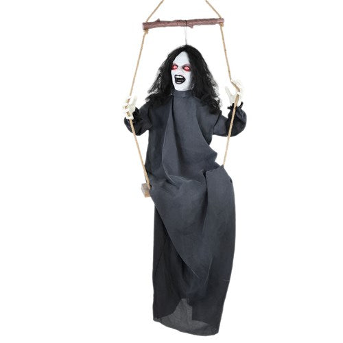 Swinging Creepy Girl Animatronic Halloween Prop