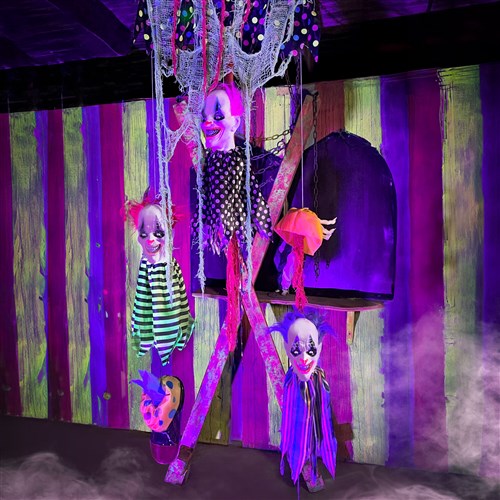 3 Floating Carnival Clown Heads and Body Parts