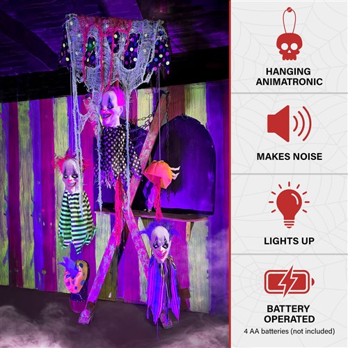 3 Floating Carnival Clown Heads and Body Parts