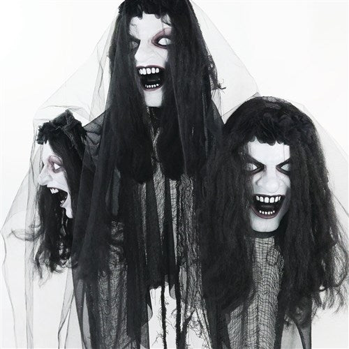 3 Life Size Anamatronic Floating Bride Heads