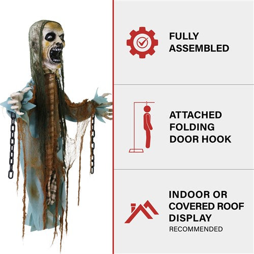 40'' Hooked Skeleton Reaper with Chain and Door Backdrop included