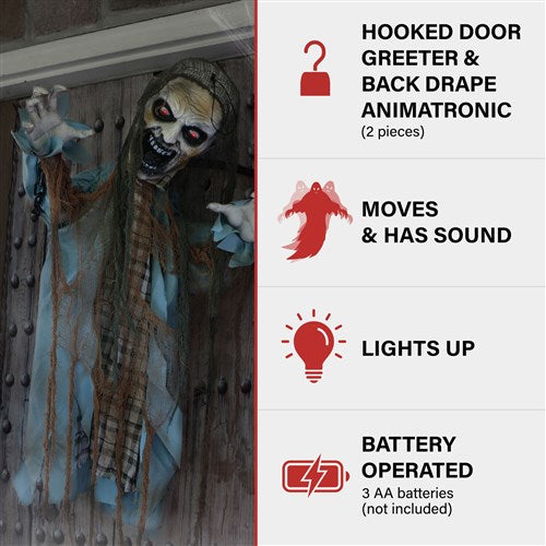 40'' Hooked Skeleton Reaper with Chain and Door Backdrop included