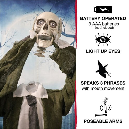 Lifesize Standing Skeleton Man Holding Head