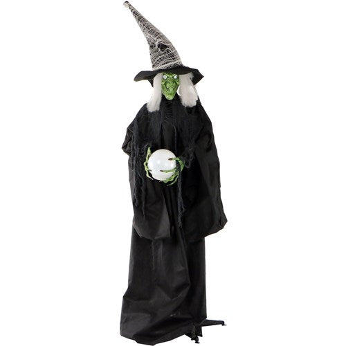Desdemona the 78" Standing Witch with Multi-Color LED Crystal Ball