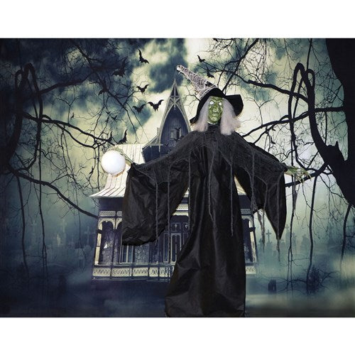 Desdemona the 78" Standing Witch with Multi-Color LED Crystal Ball
