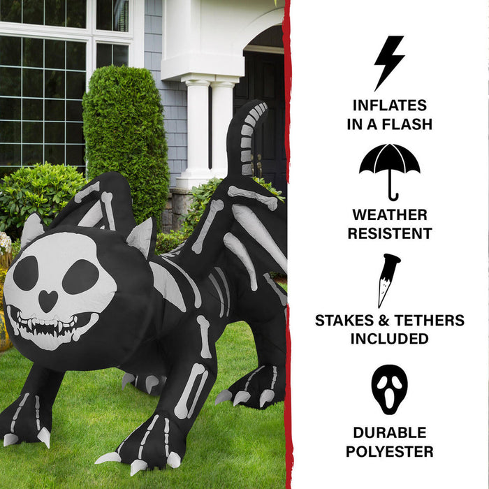 5.9-Ft. Long Inflatable Pre-Lit Skeleton Cat