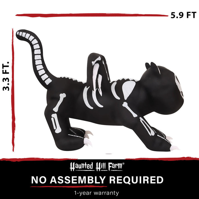 5.9-Ft. Long Inflatable Pre-Lit Skeleton Cat