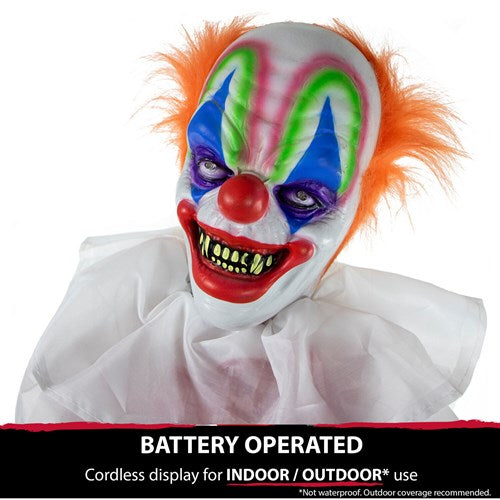 65" Life-Size Animatronic Talking Scary Clown with Flashing Red Eyes