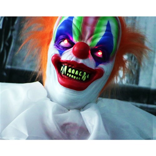 65" Life-Size Animatronic Talking Scary Clown with Flashing Red Eyes